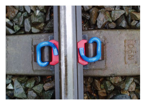 (d) E-clip installed on track